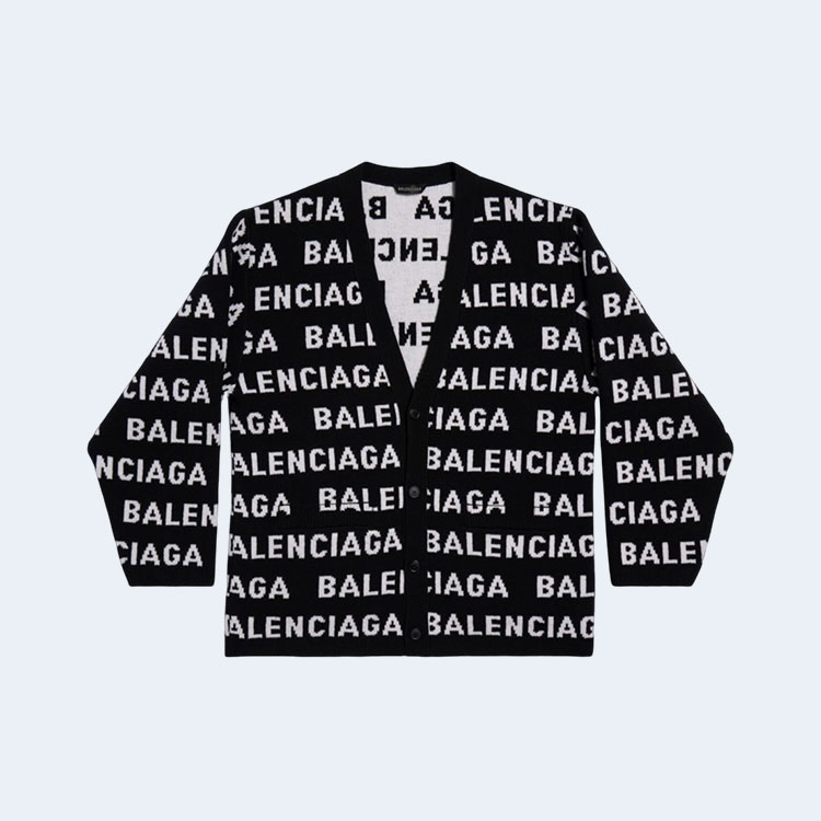 발렌시아가 올오버 로고 울 가디건