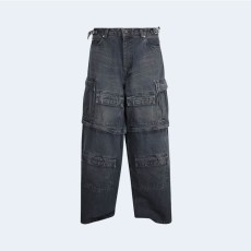 발렌시아가 와이드 레그 데님 카고 팬츠