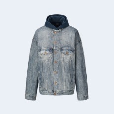 발렌시아가 스플라이스 후드 데님 자켓
