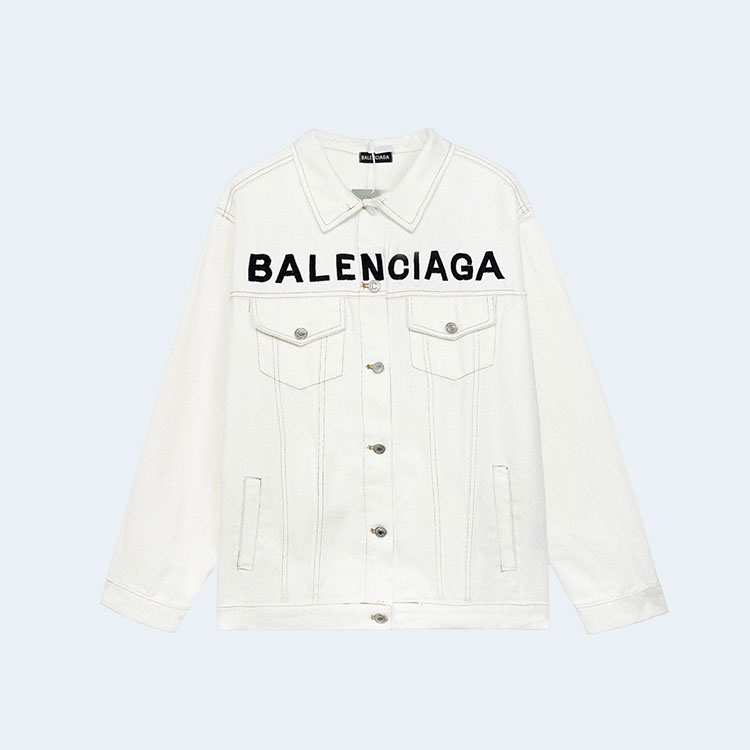 발렌시아가 워싱 체스트 로고 데님 자켓
