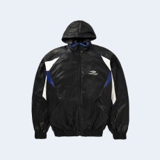 발렌시아가 로고 엠브로이더리 레더 트랙 자켓