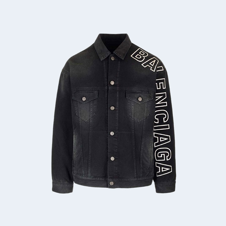 발렌시아가 선블리치 데님 자켓 흑청