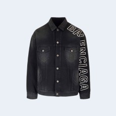 발렌시아가 선블리치 데님 자켓 흑청