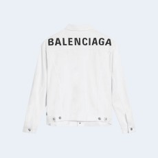 발렌시아가 엠브로이더리 로고 데님 자켓 화이트