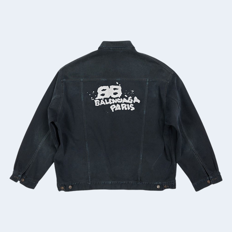 발렌시아가 핸드 드로운 BB 아이콘 오버사이즈 자켓 블랙