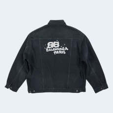 발렌시아가 핸드 드로운 BB 아이콘 오버사이즈 자켓 블랙