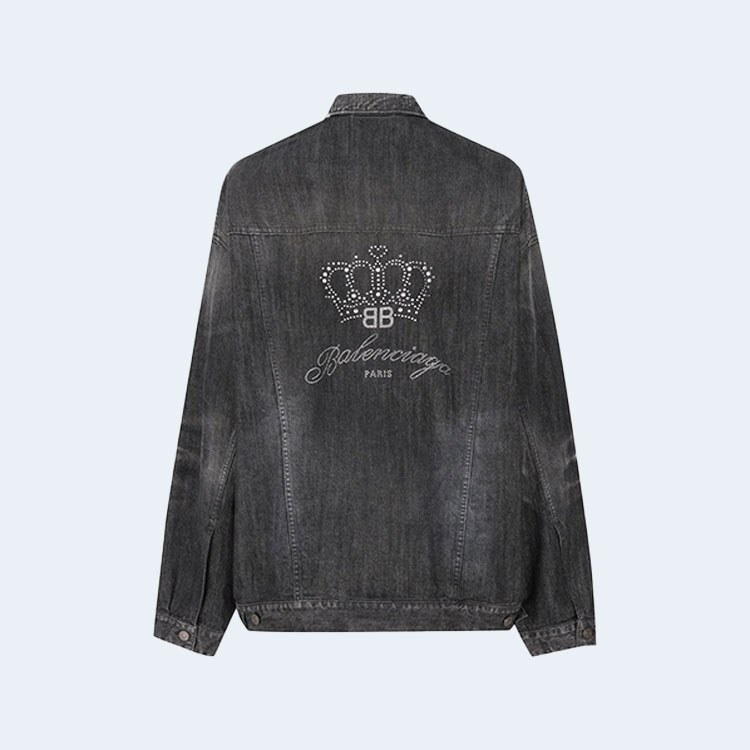 발렌시아가 로고 라인스톤 데님 재킷