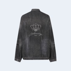 발렌시아가 로고 라인스톤 데님 재킷