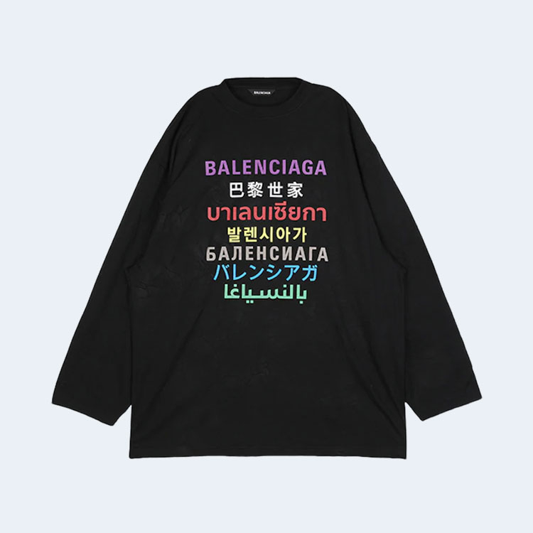 발렌시아가 랭귀지 티셔츠 블랙