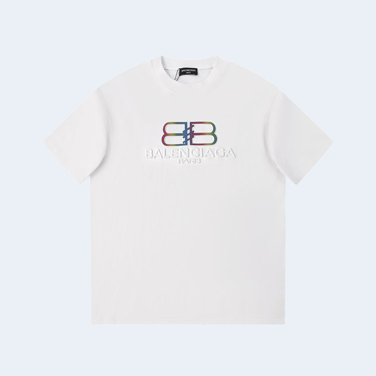 발렌시아가 BB 로고 화이트 티셔츠