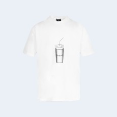 발렌시아가 B family 코크 로고 티셔츠 화이트