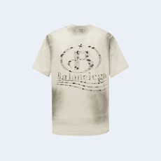 발렌시아가 클래식 오스 로고 티셔츠 베이지