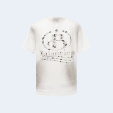 발렌시아가 클래식 워싱 프린트 티셔츠 화이트