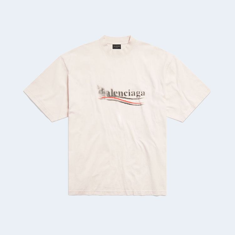 발렌시아가 폴리티컬 스텐실 미디엄 핏 티셔츠 화이트