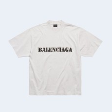 발렌시아가 스탠실 타입 미디움 핏 티셔츠 화이트