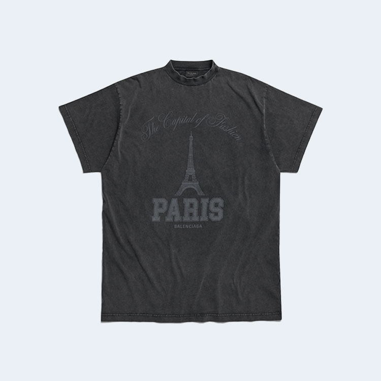 발렌시아가 더 캐피탈 오브 패션 오버사이즈 티셔츠 페이드 블랙