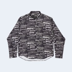 발렌시아가 로고 프린트 셔츠 블랙