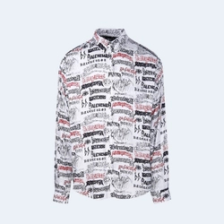 발렌시아가 올 오버 로고 롱 슬리브 셔츠