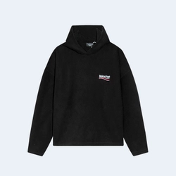 발렌시아가 폴리티컬 웨이브 로고 후드 블랙