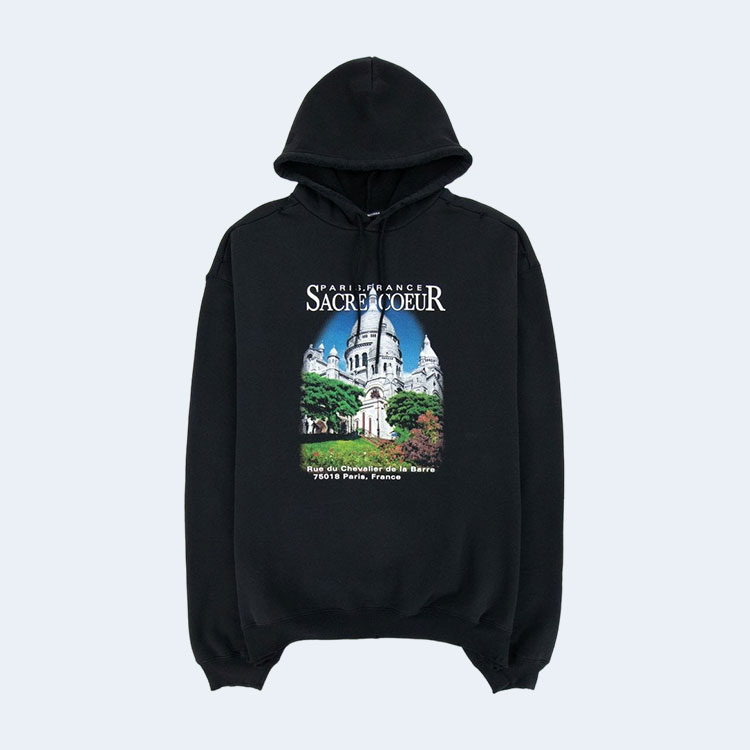 발렌시아가 Sacré Coeur 프린트 오버사이즈 후디