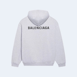 발렌시아가 로고 미디엄 핏 후디 그레이