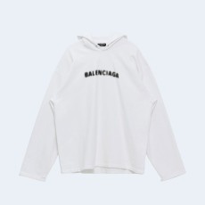 발렌시아가 블러 로고 후드 화이트
