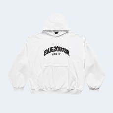 발렌시아가 백 플립 오버사이즈 라운드 후디 화이트