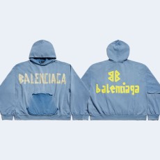 발렌시아가 남성 뉴 테이프 타입 Tr 립드 포켓 후디 스카이