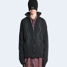 발렌시아가 남성 Y2k 집업 가디건 블랙