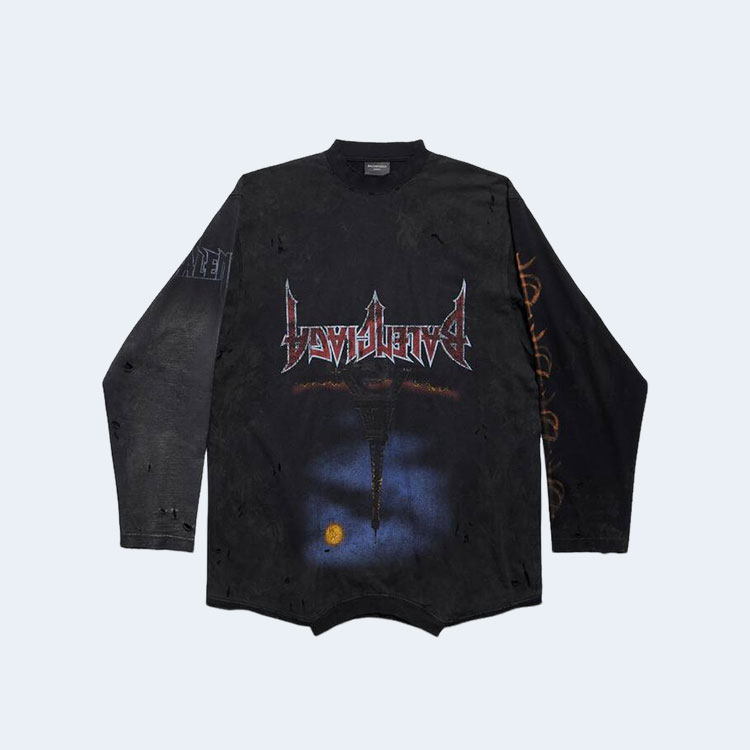 발렌시아가 파리 문 업사이드 다운 롱 슬리브 티셔츠