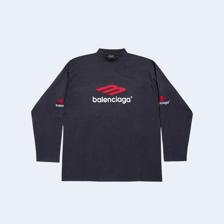 발렌시아가 3B 스포츠 롱 슬리브 티셔츠 블랙