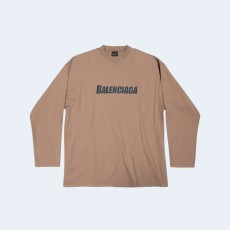 발렌시아가 캡스 롱 슬리브 티셔츠 베이지