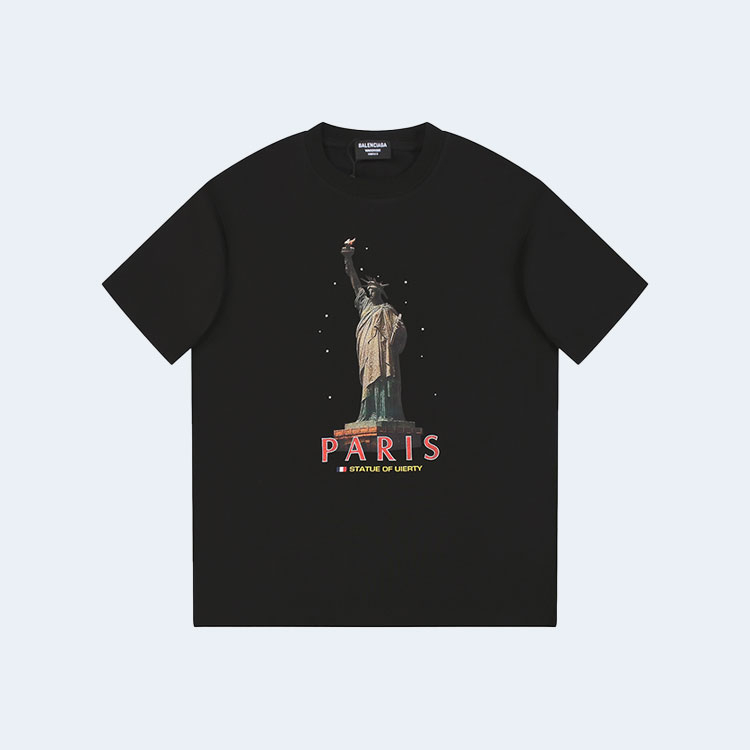 발렌시아가 Statue of Liberty 자수 티셔츠 블랙