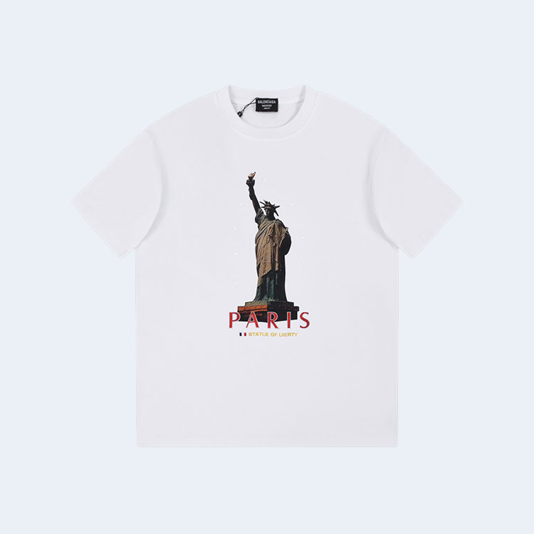 발렌시아가 Statue of Liberty 자수 티셔츠 화이트