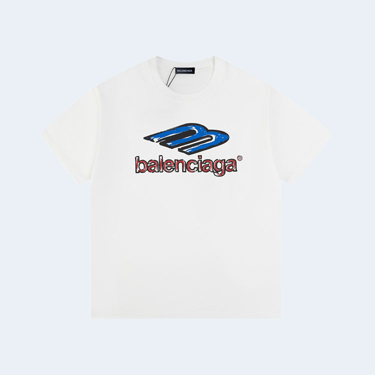 발렌시아가 유니티 코튼 로고 티셔츠 화이트