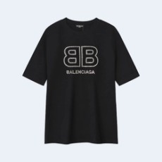 발렌시아가 BB 엠브로이더리 로고 티셔츠 블랙