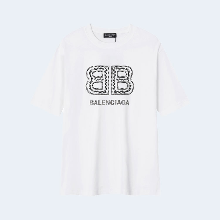 발렌시아가 BB 엠브로이더리 로고 티셔츠 화이트