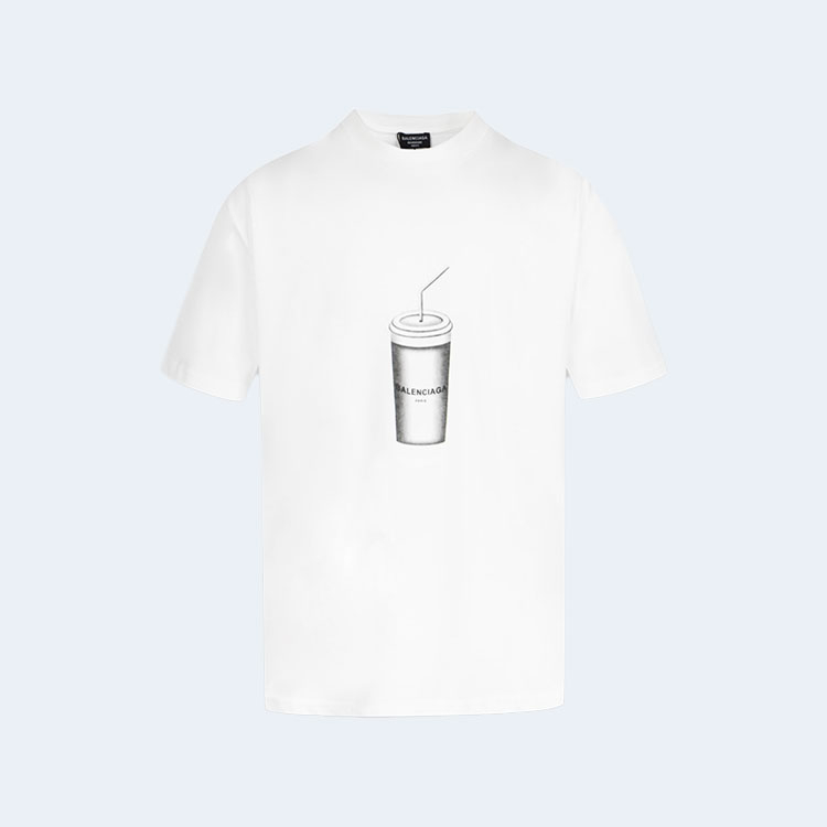 발렌시아가 B family 코크 로고 티셔츠 화이트