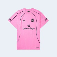 발렌시아가 사커 시리즈 파리 사커 티셔츠 플루오 핑크