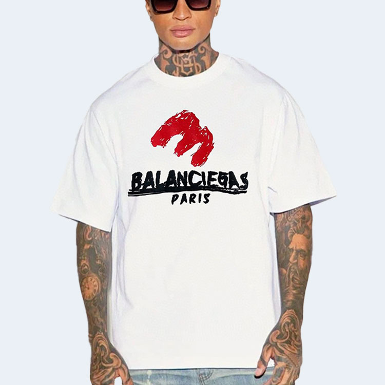 발렌시아가 우븐 프린트 레터 오버사이즈 티셔츠 화이트