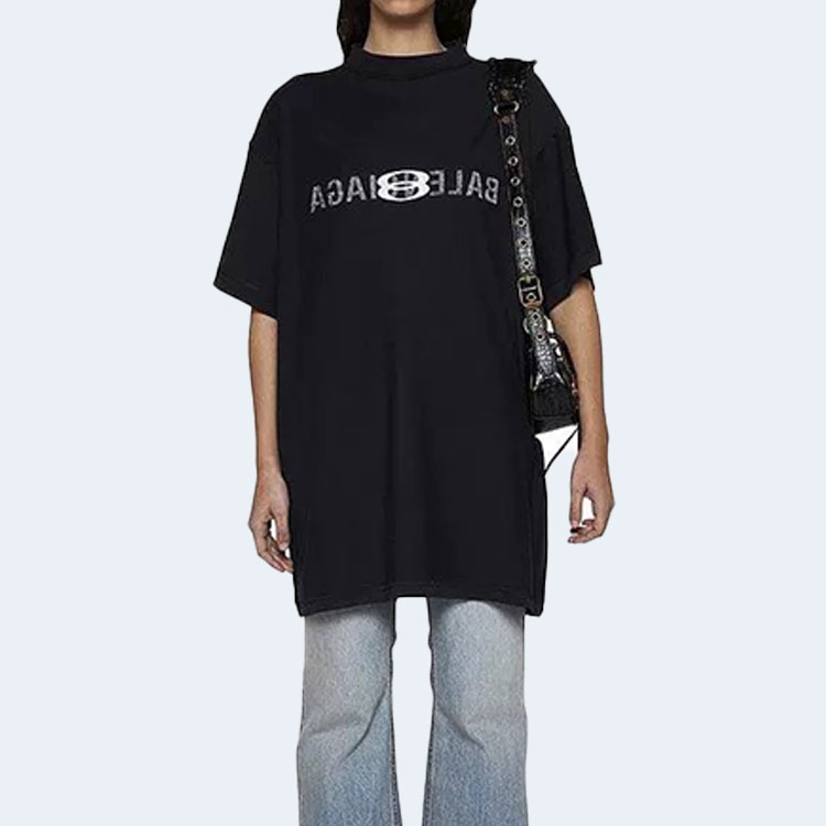 발렌시아가 DIY 메탈 아웃라인 오버사이즈 티셔츠 블랙