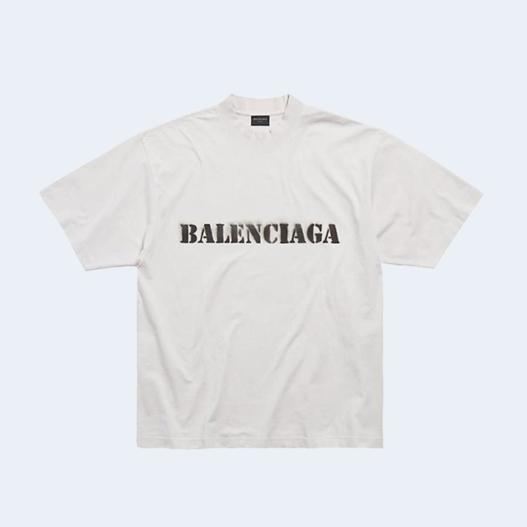 발렌시아가 스탠실 타입 미디움 핏 티셔츠 화이트