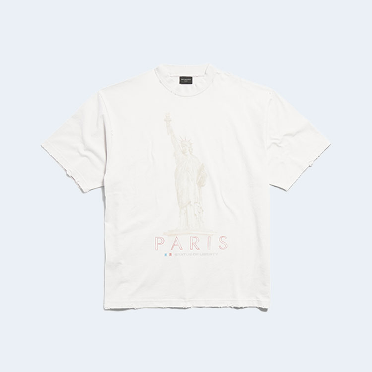 발렌시아가 파리 리버티 미디엄 핏 티셔츠 오프 화이트