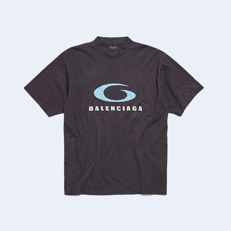 발렌시아가 루프 스포츠 아이콘 미디엄 핏 티셔츠 블랙