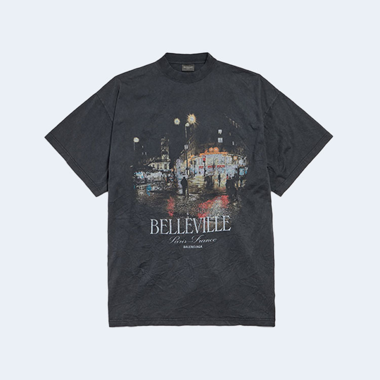 발렌시아가 벨빌 오버사이즈 티셔츠 페이드 블랙