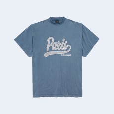 발렌시아가 인조이 파리 오버사이즈 티셔츠 페이드 블루