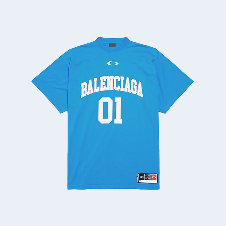 발렌시아가 바스켓볼 오버사이즈 티셔츠 블루