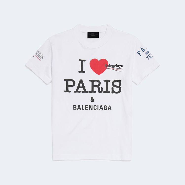 발렌시아가 아이 러브 파리 로고 오버사이즈 티셔츠