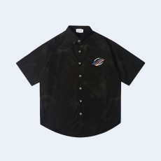 발렌시아가 워싱 더블 쉬폰 반팔 셔츠 블랙