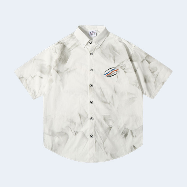 발렌시아가 워싱 더블 쉬폰 반팔 셔츠 화이트